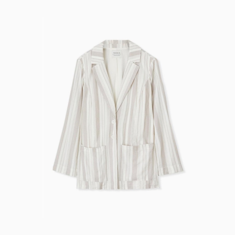 Torrid Linen Blazer in Stripe - Picture 7 of 7